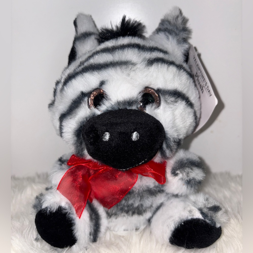Plushie Zebra with Red Bow